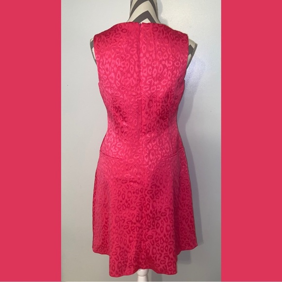 NWT Anne Klein Leopard Print Blossom Dress Metallic Shine Chic Barbie Pink - Picture 4 of 5